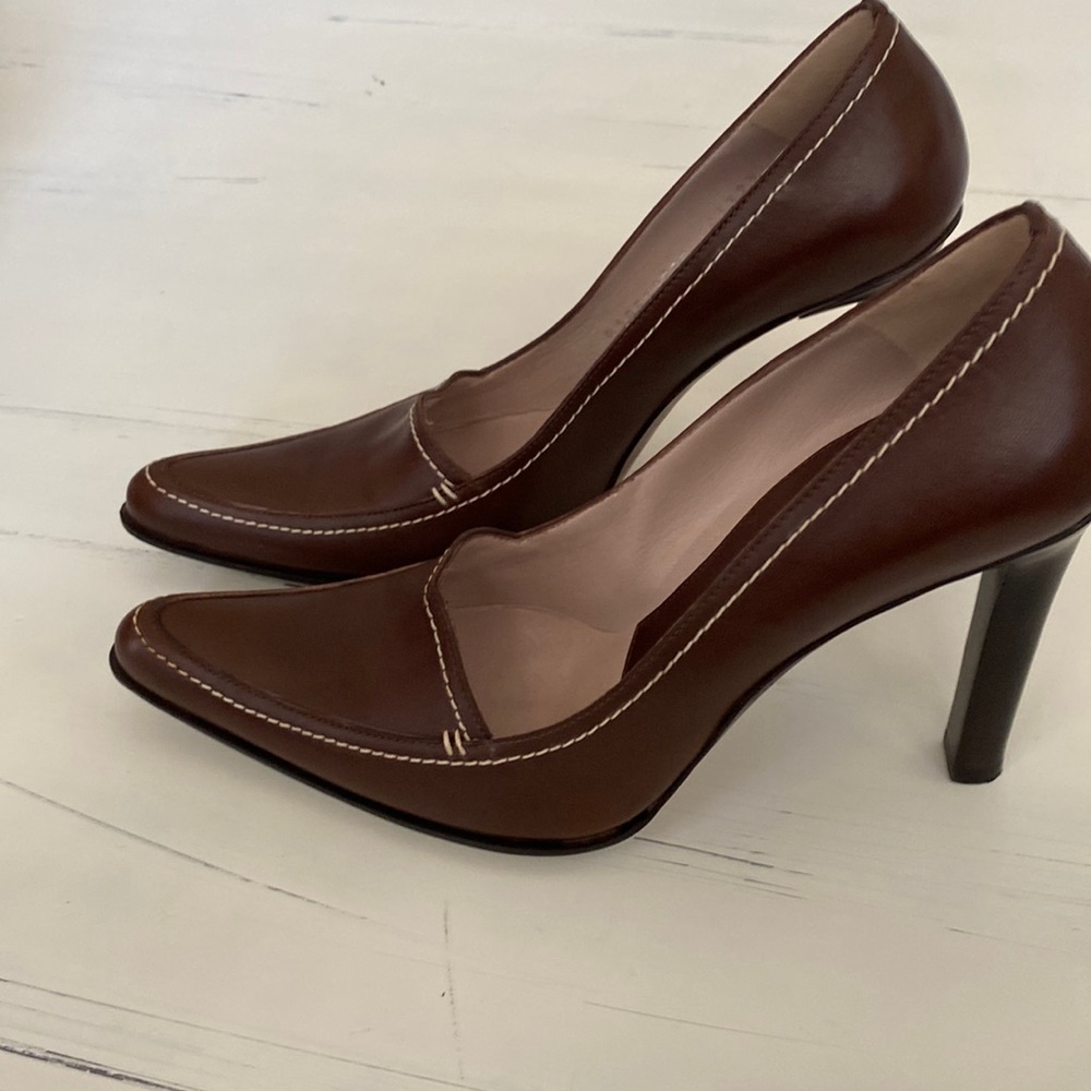 Pollini brown leather shoes size 8 or 38